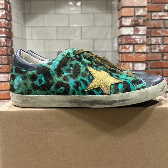 Shoes - worn 2X golden goose superstar emerald leopard 41/11